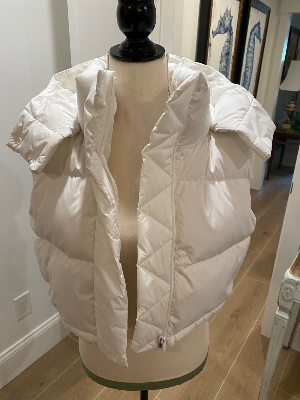 Lululemon White Quilted Sleeveless Puffer Vest with High Collar